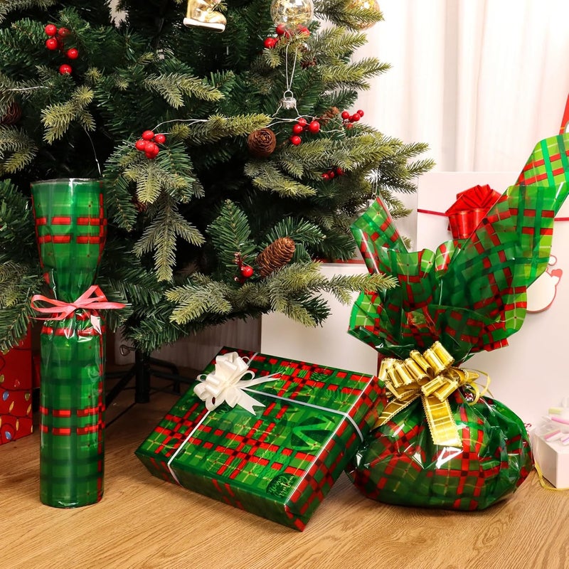 CMFYHM Christmas Cellophane Wrap Roll (34" x 100’Ft) 3 Mil Thicken Long Film Gift Wrappings for Baskets, Box,Wine, Christmas Decor - Image 3